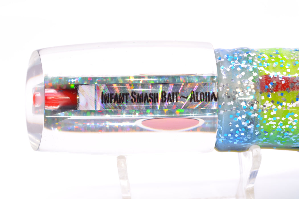 Aloha Lures Clear Mirrored Black Back Infant Smash Bait 10" 8oz Skirted Blue-Silver