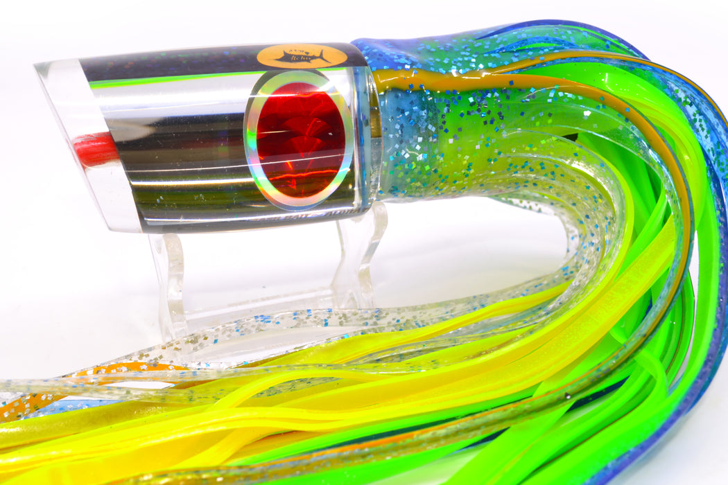 Aloha Lures Clear Mirrored Black Back Infant Smash Bait 10" 8oz Skirted Blue-Silver