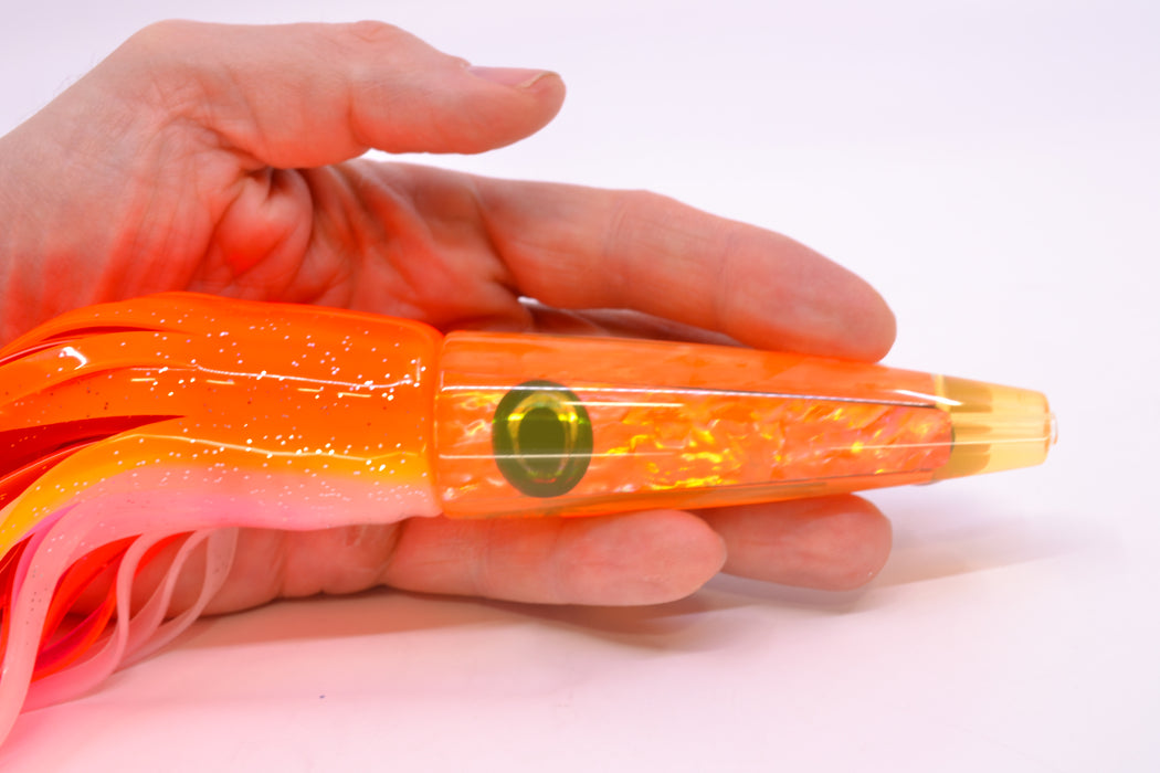 Moyes Lures Orange Awabi Taxi Eyes Ono Rocket 9" 8oz Skirted Orange-White/Pink GZE