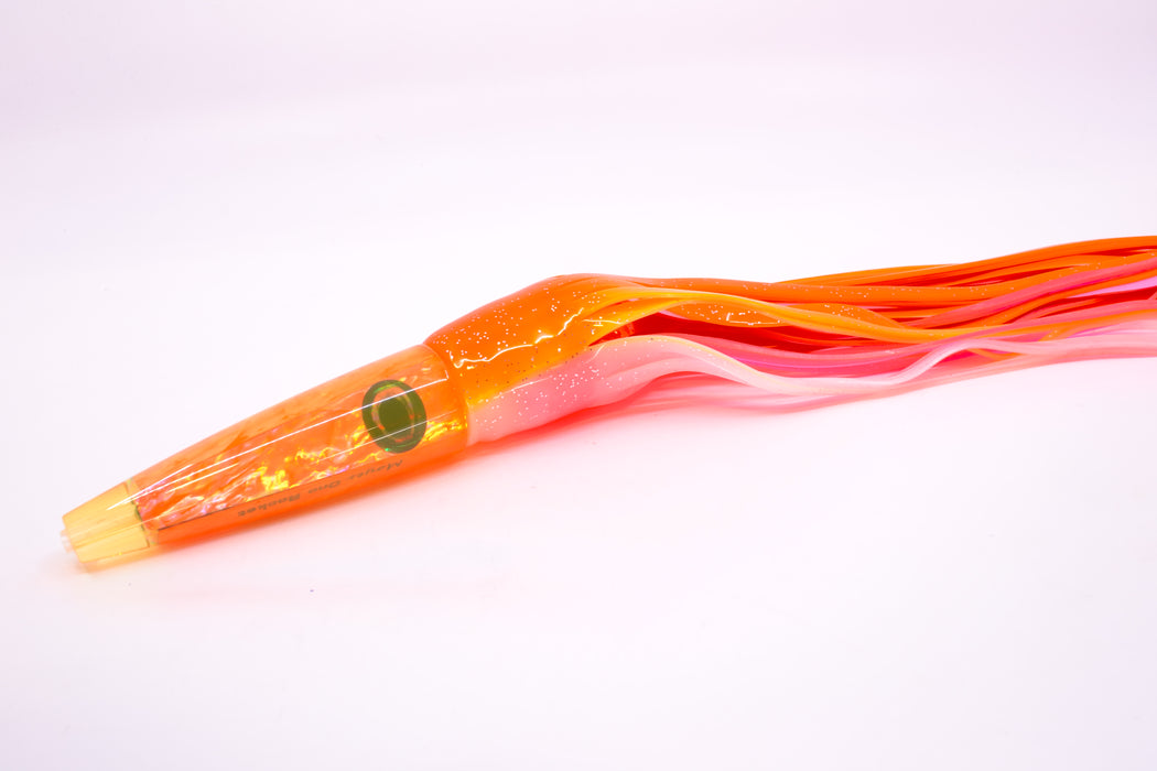 Moyes Lures Orange Awabi Taxi Eyes Ono Rocket 9" 8oz Skirted Orange-White/Pink GZE