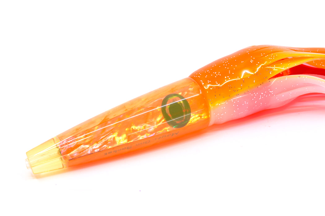 Moyes Lures Orange Awabi Taxi Eyes Ono Rocket 9" 8oz Skirted Orange-White/Pink GZE