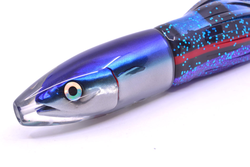 JB Signature Lures Flying Fish Medium Barrel Bomb 9" 5.5oz Skirted Black & Blue-Purple GZE