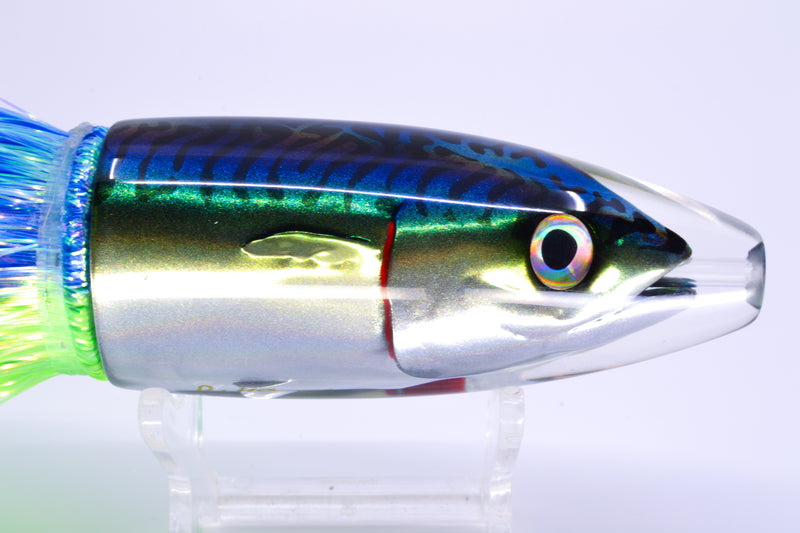 JB Signature Lures Green-Blue Mackerel Medium Barrel Bomb 9" 5.5oz Flashabou