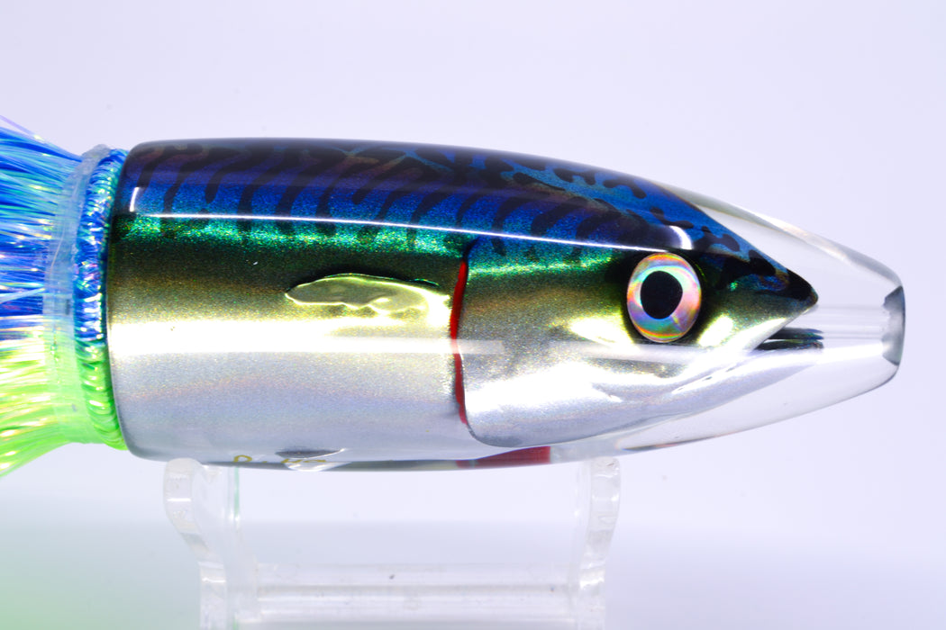 JB Signature Lures Green-Blue Mackerel Medium Barrel Bomb 9" 5.5oz Flashabou