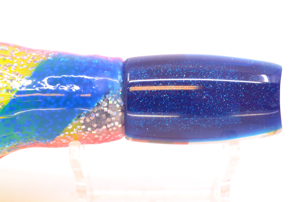 Coggin Lures White MOP Blue Back 4-Hole Hualalai Tado Scoop 7" 3oz Skirted Holo-Blue Bars