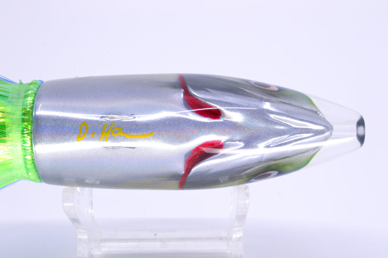 JB Signature Lures Green-Blue Mackerel Medium Barrel Bomb 9" 5.5oz Flashabou