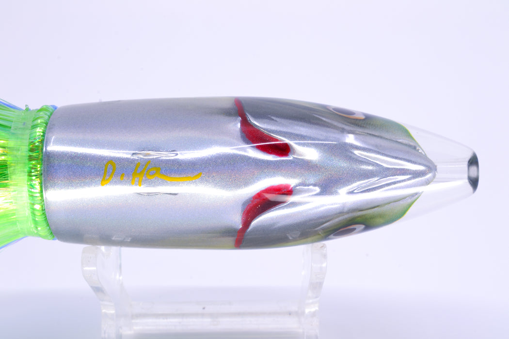 JB Signature Lures Green-Blue Mackerel Medium Barrel Bomb 9" 5.5oz Flashabou