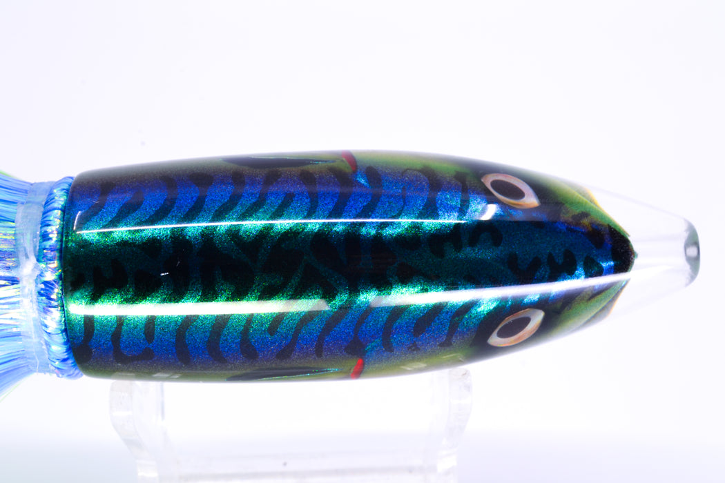 JB Signature Lures Green-Blue Mackerel Medium Barrel Bomb 9" 5.5oz Flashabou