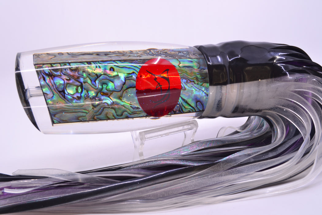Bonze Lures Paua Shell Red Eyes Bankwalker Teaser 16" 26oz Skirted Black Skipjack