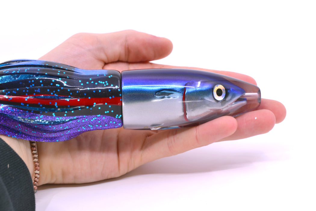 JB Signature Lures Flying Fish Medium Barrel Bomb 9" 5.5oz Skirted Black & Blue-Purple GZE