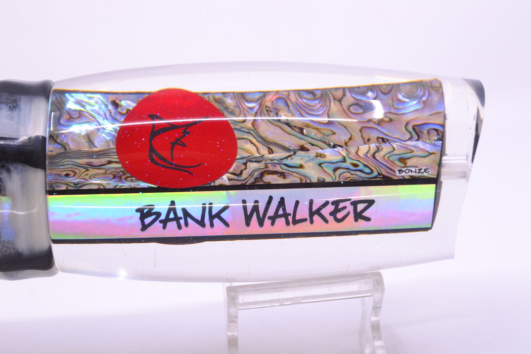 Bonze Lures Paua Shell Red Eyes Bankwalker Teaser 16" 26oz Skirted Black Skipjack