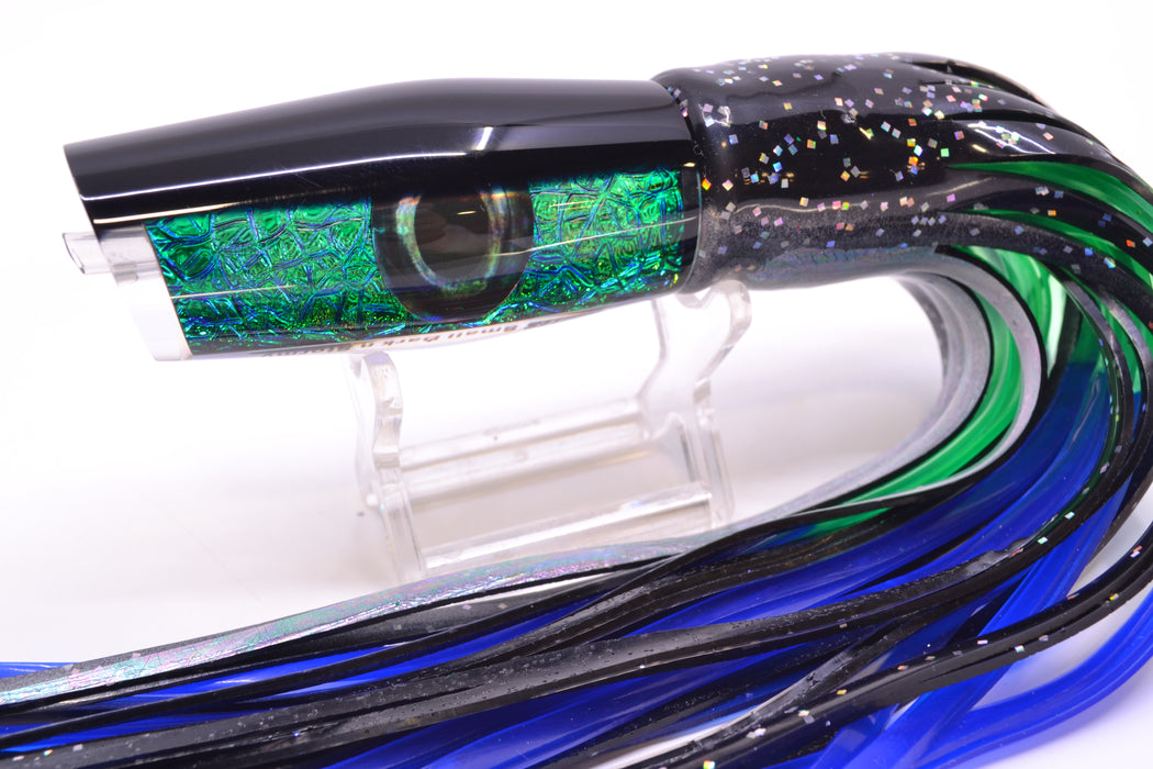 Moyes Lures Green-Blue Oil Slick Black Back Small Dark-N-Stormy 9" 4.5oz Skirted Black