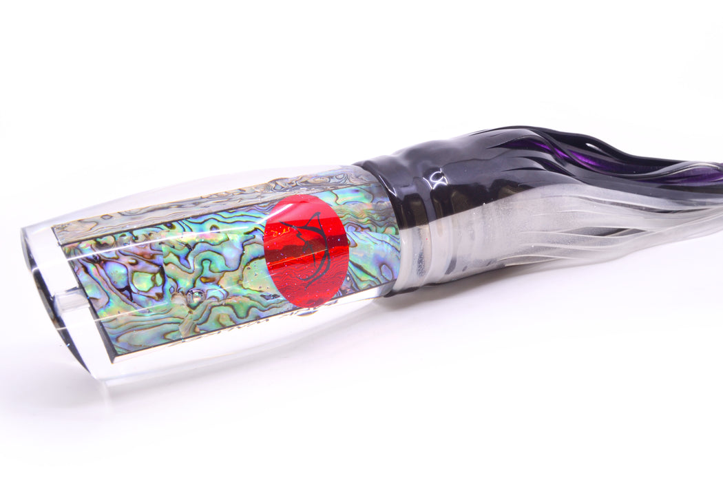 Bonze Lures Paua Shell Red Eyes Bankwalker Teaser 16" 26oz Skirted Black Skipjack