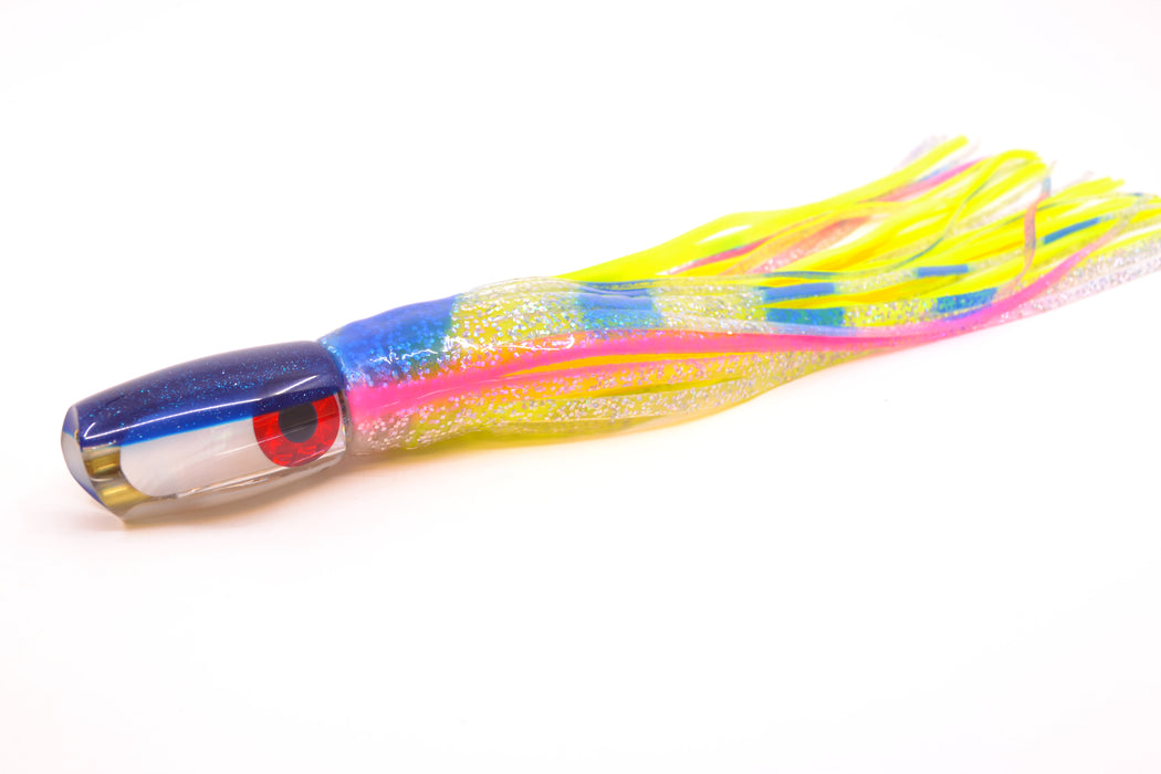 Coggin Lures White MOP Blue Back 4-Hole Hualalai Tado Scoop 7" 3oz Skirted Holo-Blue Bars