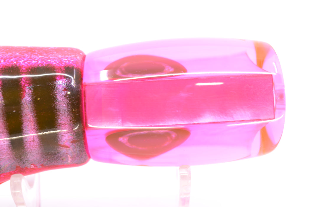 Moyes Lures Fluorescent Pink MOP Taxi Eyes Boogeyman 12" 7oz Skirted Pink Aurora