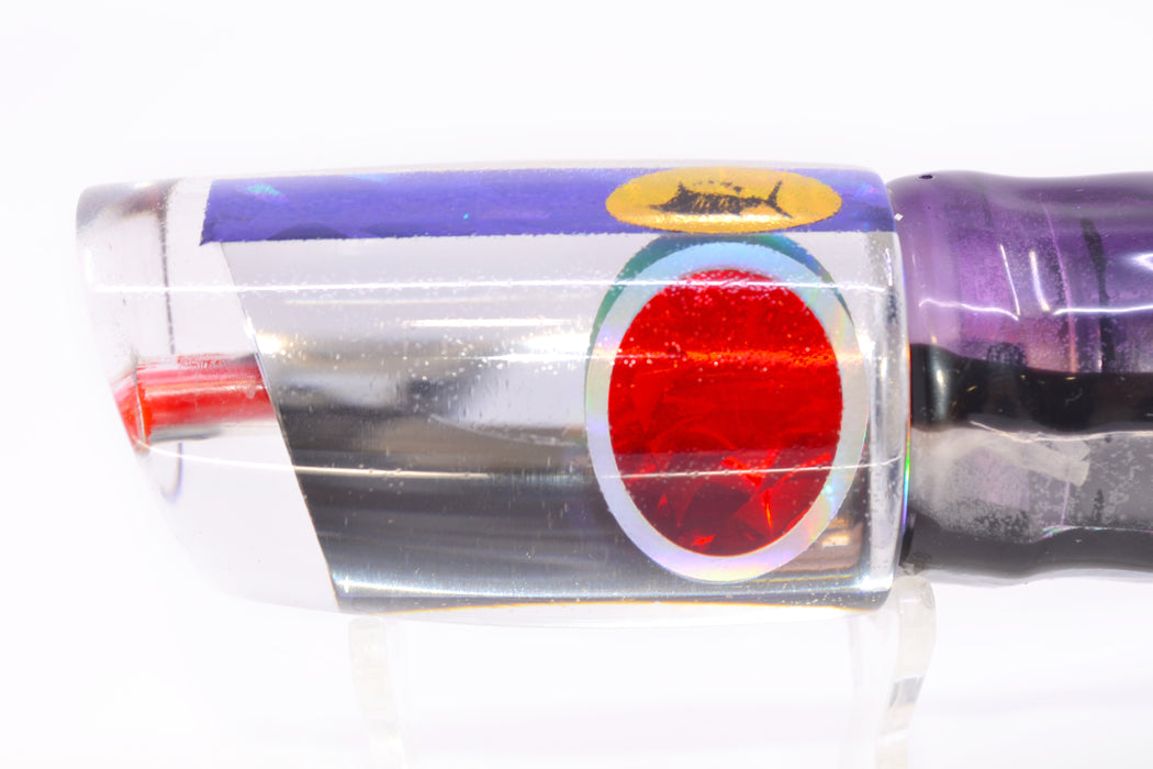 Aloha Lures Clear Mirrored Purple Back Infant Smash Bait 10" 8oz Skirted Purple Skipjack