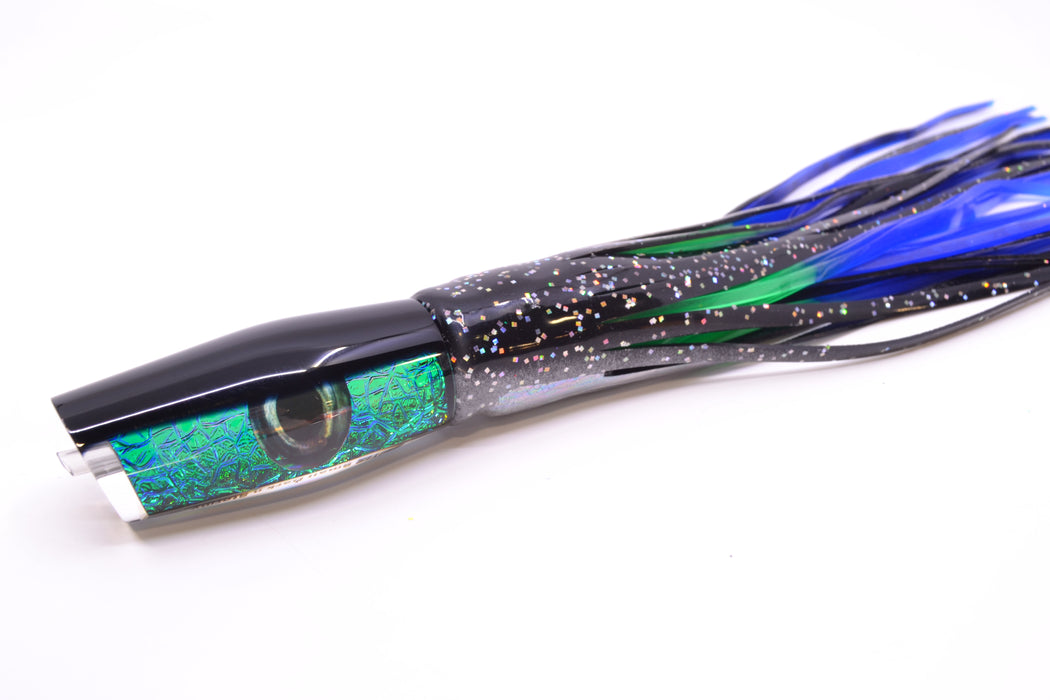 Moyes Lures Green-Blue Oil Slick Black Back Small Dark-N-Stormy 9" 4.5oz Skirted Black