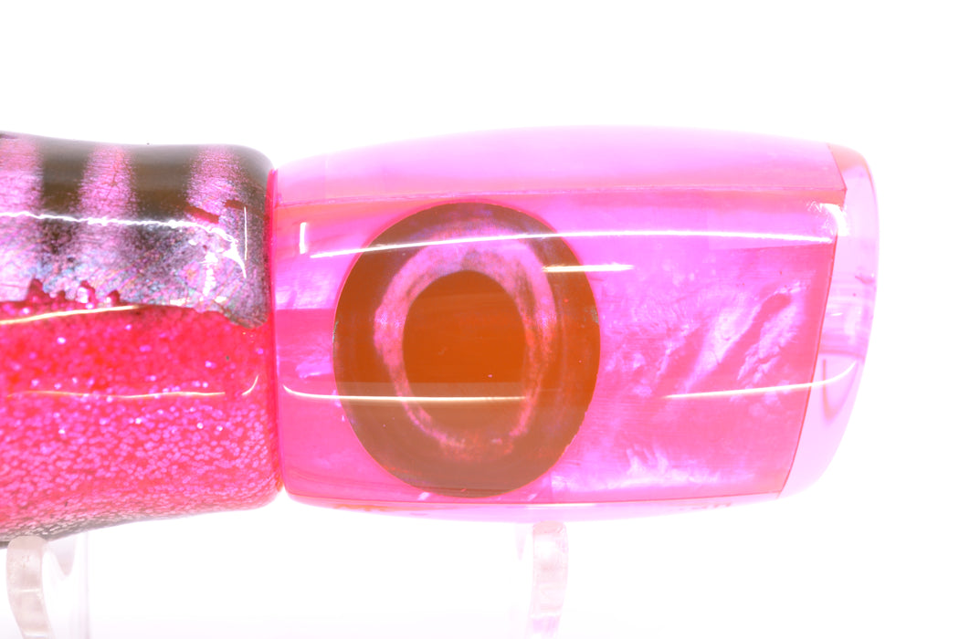 Moyes Lures Fluorescent Pink MOP Taxi Eyes Boogeyman 12" 7oz Skirted Pink Aurora