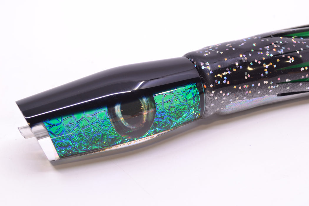 Moyes Lures Green-Blue Oil Slick Black Back Small Dark-N-Stormy 9" 4.5oz Skirted Black