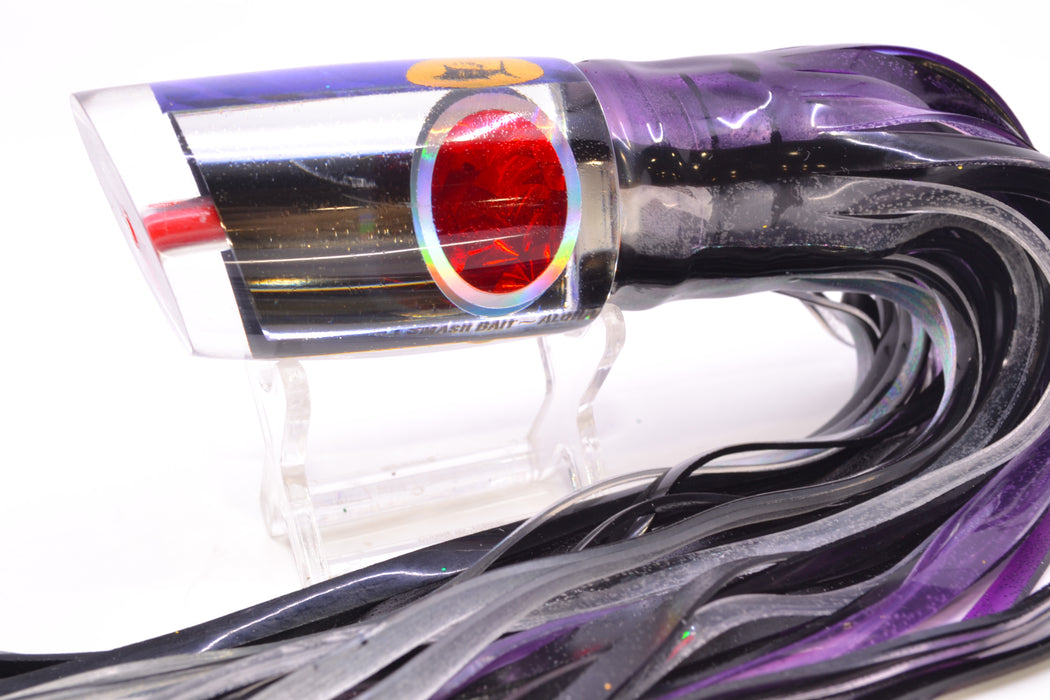 Aloha Lures Clear Mirrored Purple Back Infant Smash Bait 10" 8oz Skirted Purple Skipjack