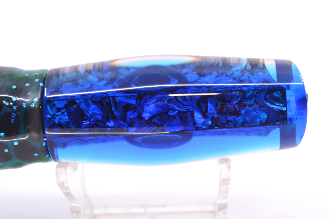 Moyes Lures S&P Blue Back Small Dark-N-Stormy 9" 4.5oz Skirted Black/Blue Dots *SCRATCHED*