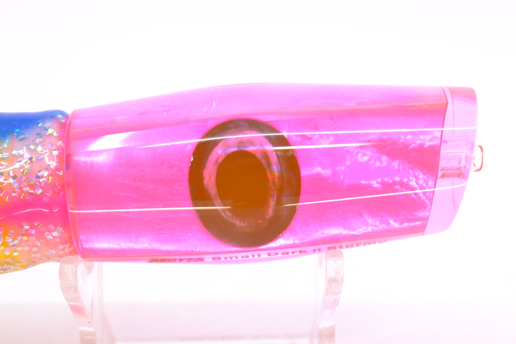 Moyes Lures Fluorescent Pink MOP Taxi Eyes Small Dark-N-Stormy 9" 4.5oz Skirted