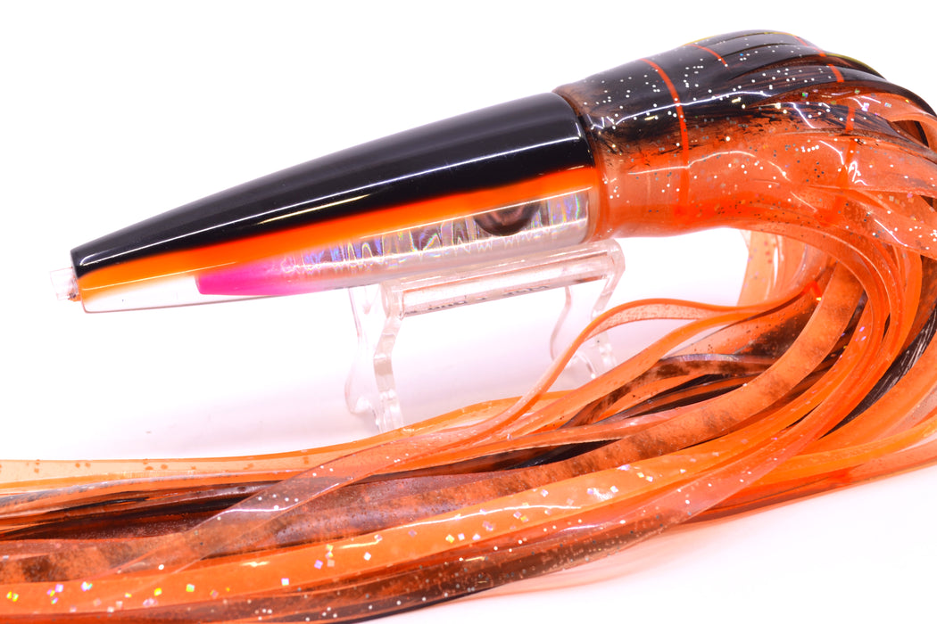 Moyes Lures Silver Aurora Black-Orange Back Taxi Eyes Ono Rocket 9" 8oz Skirted GZE