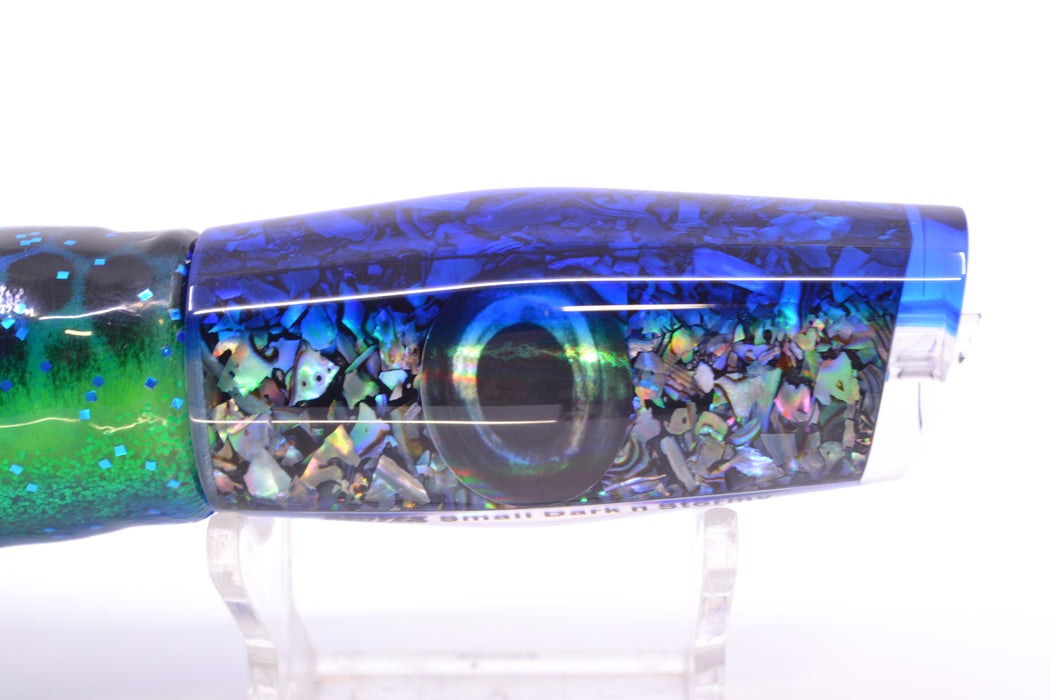 Moyes Lures S&P Blue Back Small Dark-N-Stormy 9" 4.5oz Skirted Black/Blue Dots *SCRATCHED*