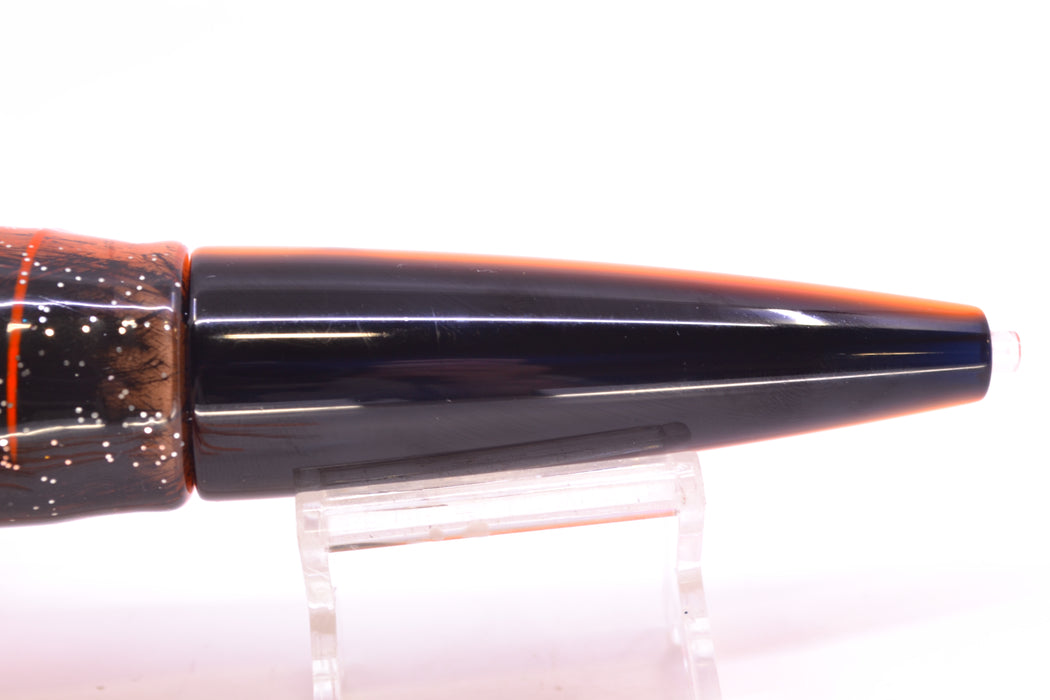 Moyes Lures Silver Aurora Black-Orange Back Taxi Eyes Ono Rocket 9" 8oz Skirted GZE