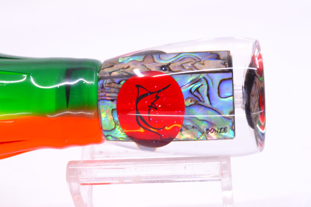 Bonze Lures Paua Shell Red Eyes D Shackle 9" 3.5oz Skirted Guacamaya