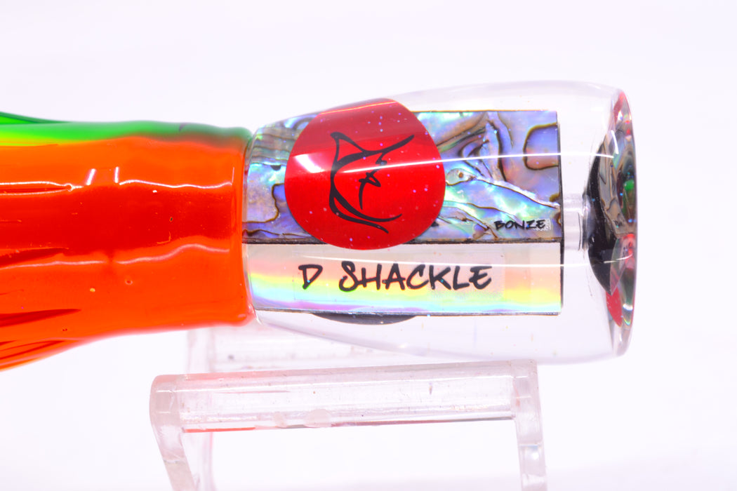 Bonze Lures Paua Shell Red Eyes D Shackle 9" 3.5oz Skirted Guacamaya