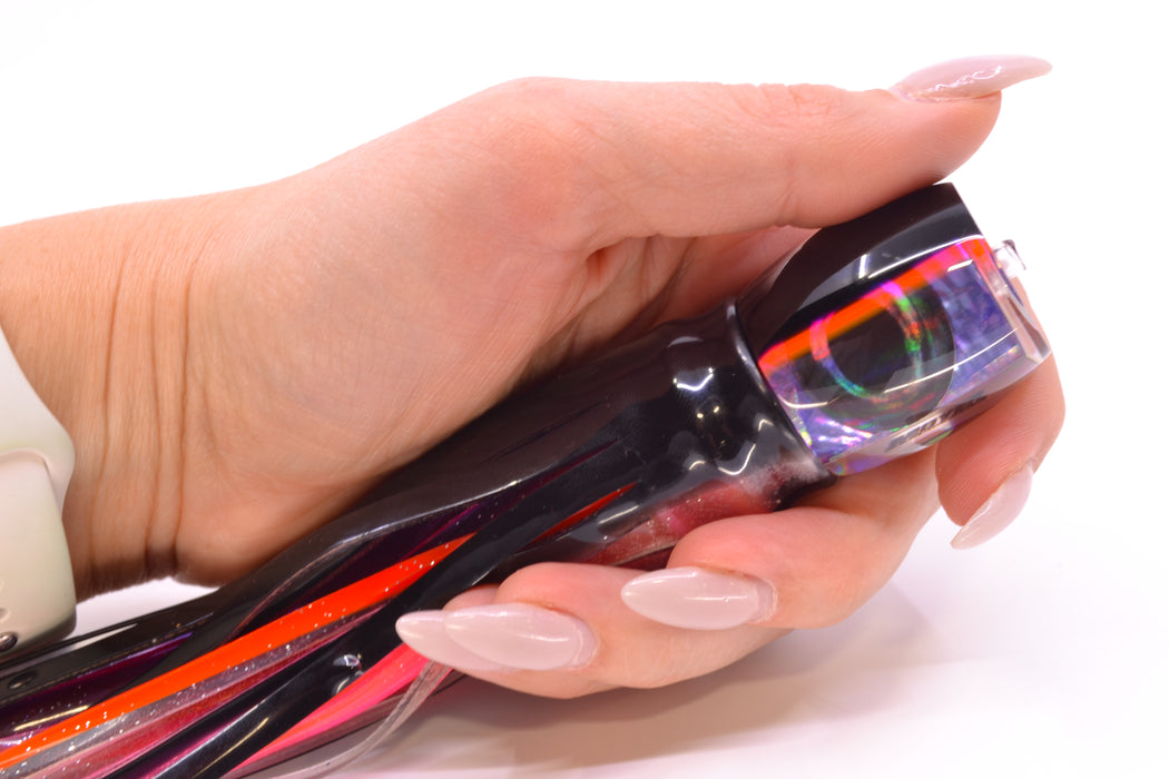 Moyes Lures Rainbow MOP Black-Pink Back Taxi Eyes Small Secret 9" 3oz Skirted Skipjack