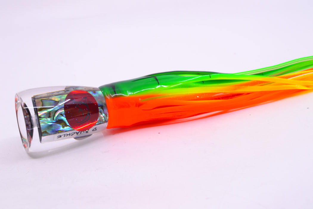 Bonze Lures Paua Shell Red Eyes D Shackle 9" 3.5oz Skirted Guacamaya