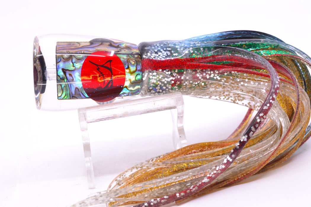Bonze Lures Paua Shell Red Eyes D Shackle 9" 3.5oz Skirted Evil