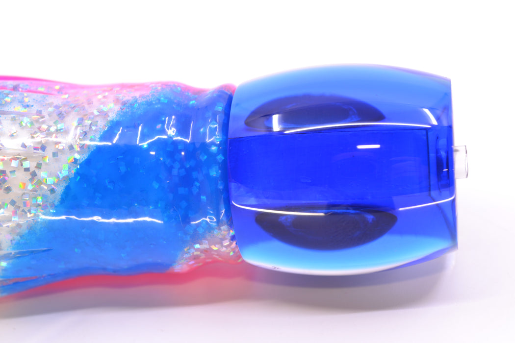Moyes Lures White MOP Blue Back Taxi Eyes Small Secret 9" 3oz Skirted Holo-Blue-Pink