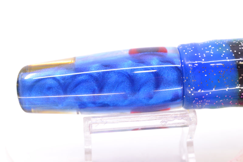 Big Reidee Lures Ice Blue MOP Blue Back 4-Hole Cut Face 9" 5.4oz Skirted Fruit Salad