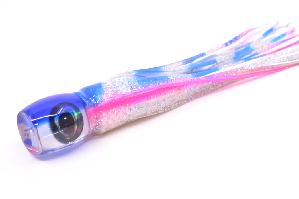 Moyes Lures White MOP Blue Back Taxi Eyes Small Secret 9" 3oz Skirted Holo-Blue-Pink