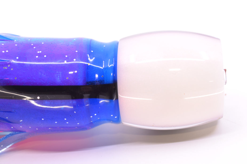 Moyes Lures White MOP White Back Taxi Eyes Small Secret 9" 3oz Skirted Blue-White/Pink
