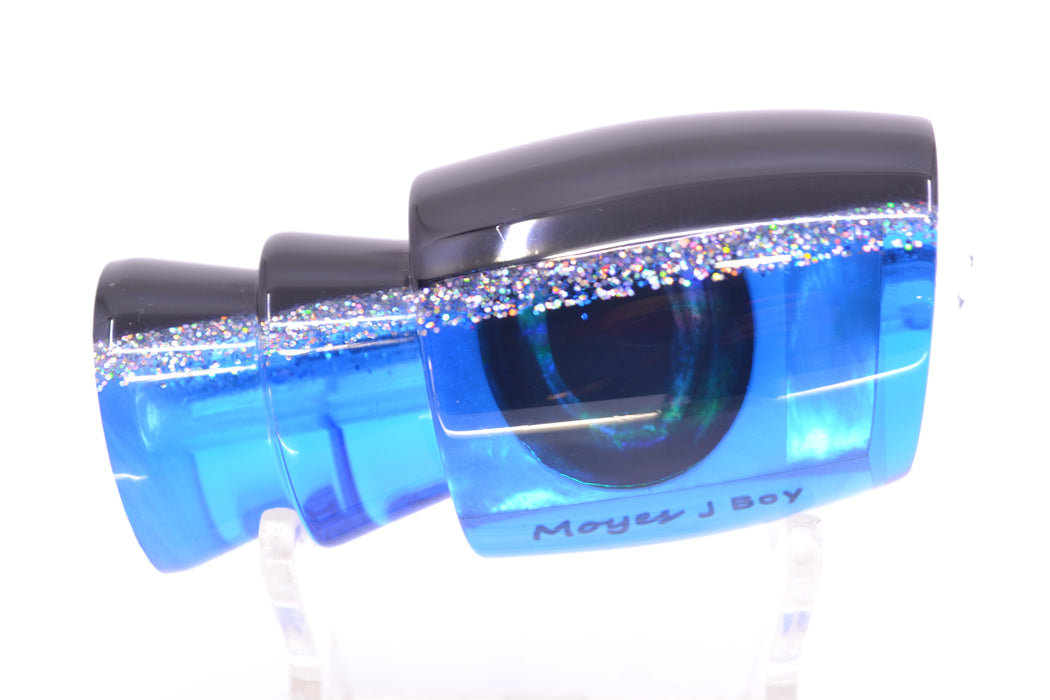 Moyes Lures Ice Blue MOP Black-Silver Back Taxi Eyes Medium J-Boy 12" 4oz