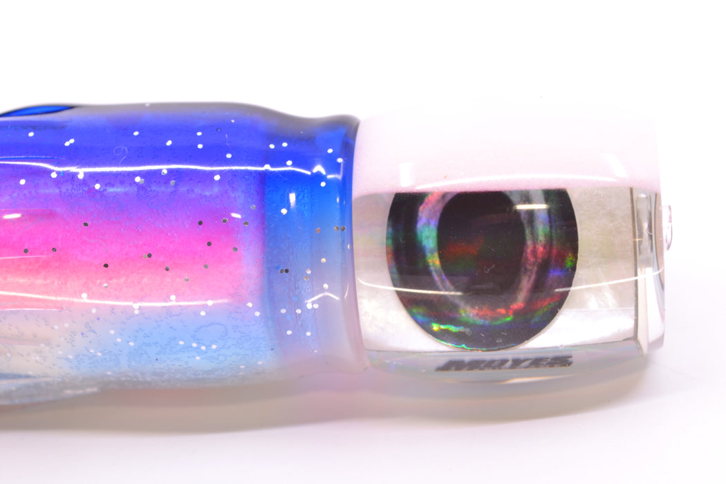 Moyes Lures White MOP White Back Taxi Eyes Small Secret 9" 3oz Skirted Blue-White/Pink