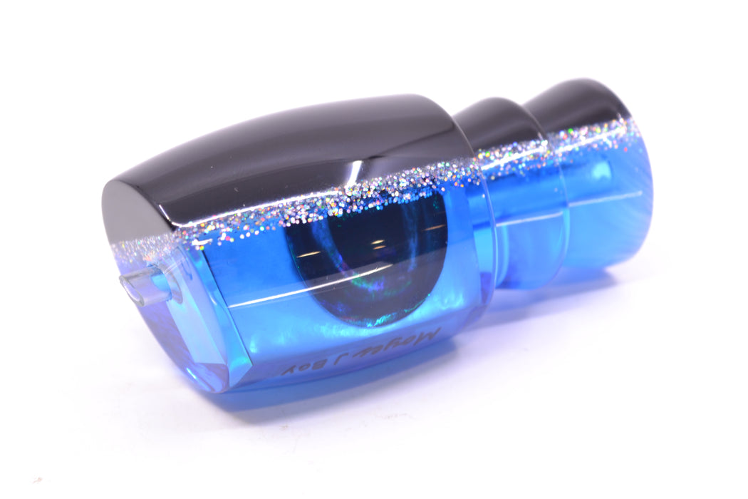 Moyes Lures Ice Blue MOP Black-Silver Back Taxi Eyes Medium J-Boy 12" 4oz