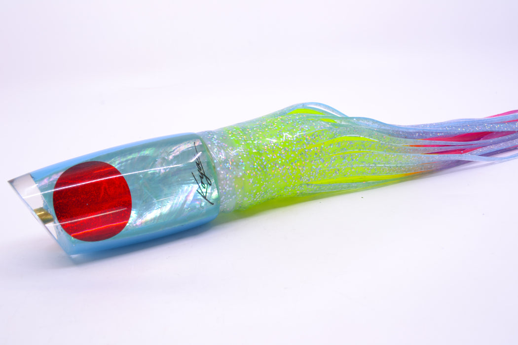 Koya Lures Ice Blue MOP Medium Poi Dog 14" 11oz Skirted Ice Blue/Rainbow