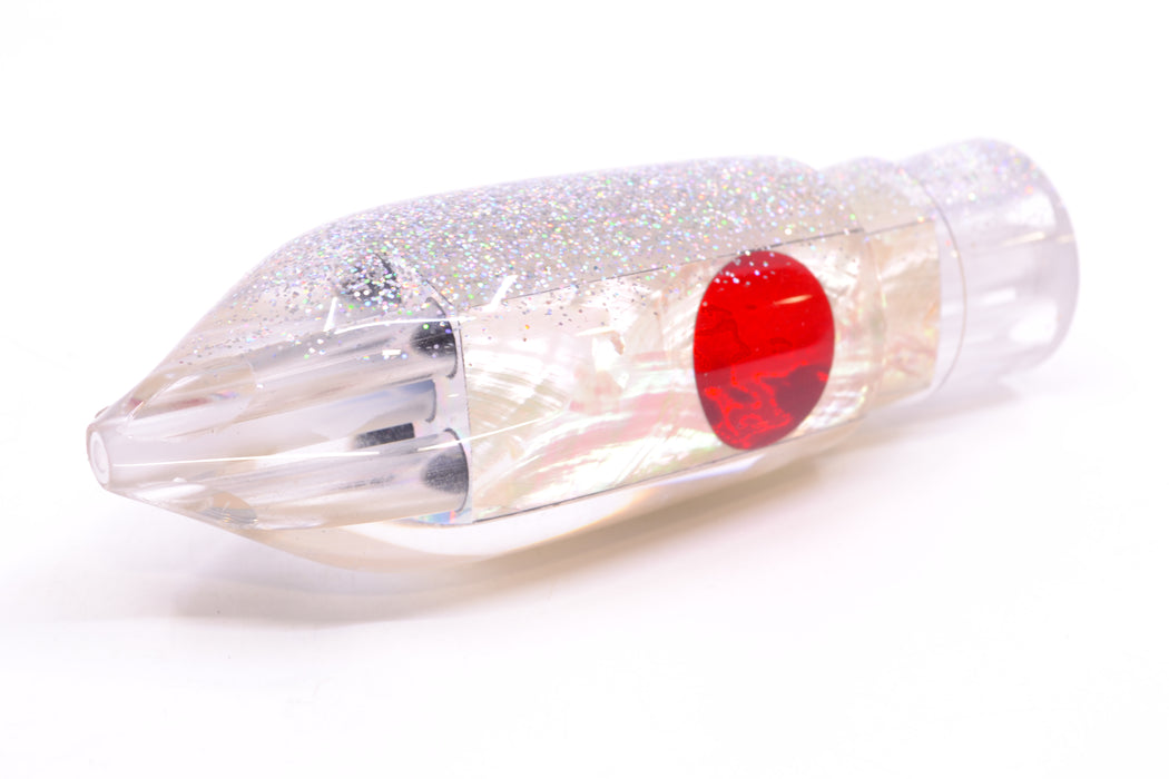 TANTRUM Lures White MOP Silver Glitter Back Red Eyes Large JetPack Bullet 12" 8.2oz GZE