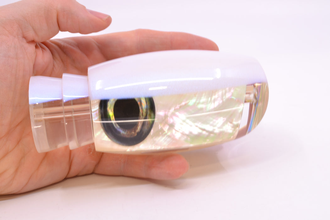 Moyes Lures White Angel Wing MOP White Back Taxi Eyes 1305 16" 12oz GZE