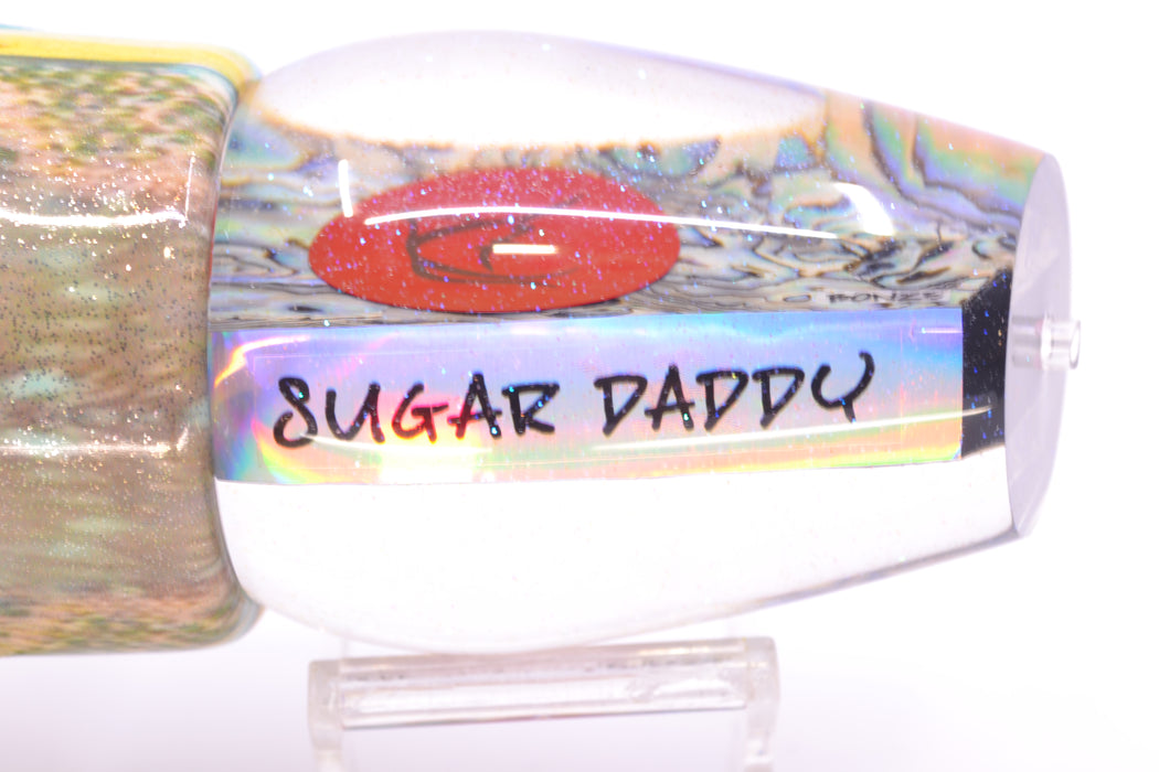 Bonze Lures Paua Shell Red Eyes Sugar Daddy 14" 15.5oz Fire Tailz Vinyl Yellowfin Tuna