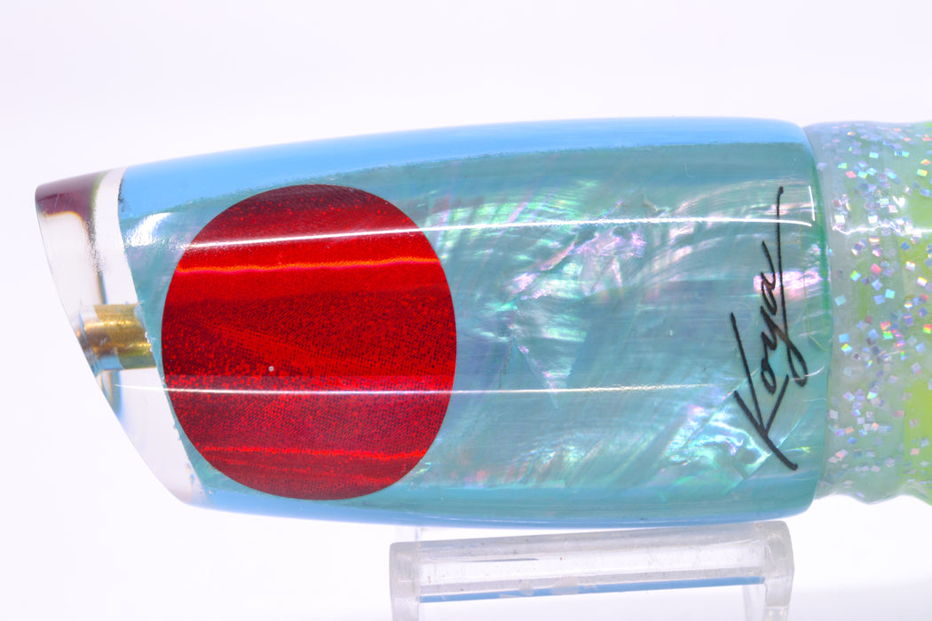 Koya Lures Ice Blue MOP Medium Poi Dog 14" 11oz Skirted Ice Blue/Rainbow