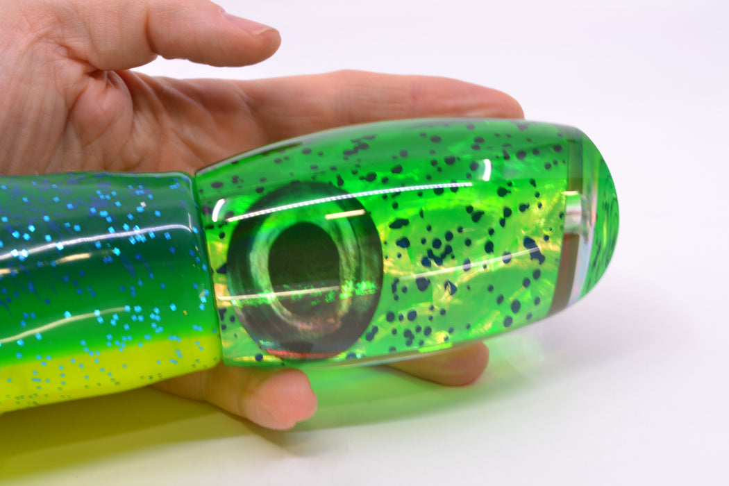 Moyes Lures Mahi MOP Green Back Taxi Eyes 1305 16" 16.5oz Skirted Mahi GZE