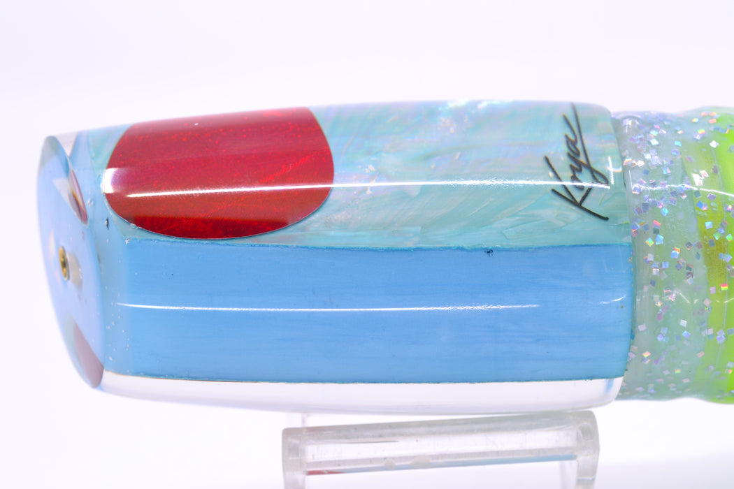 Koya Lures Ice Blue MOP Medium Poi Dog 14" 11oz Skirted Ice Blue/Rainbow