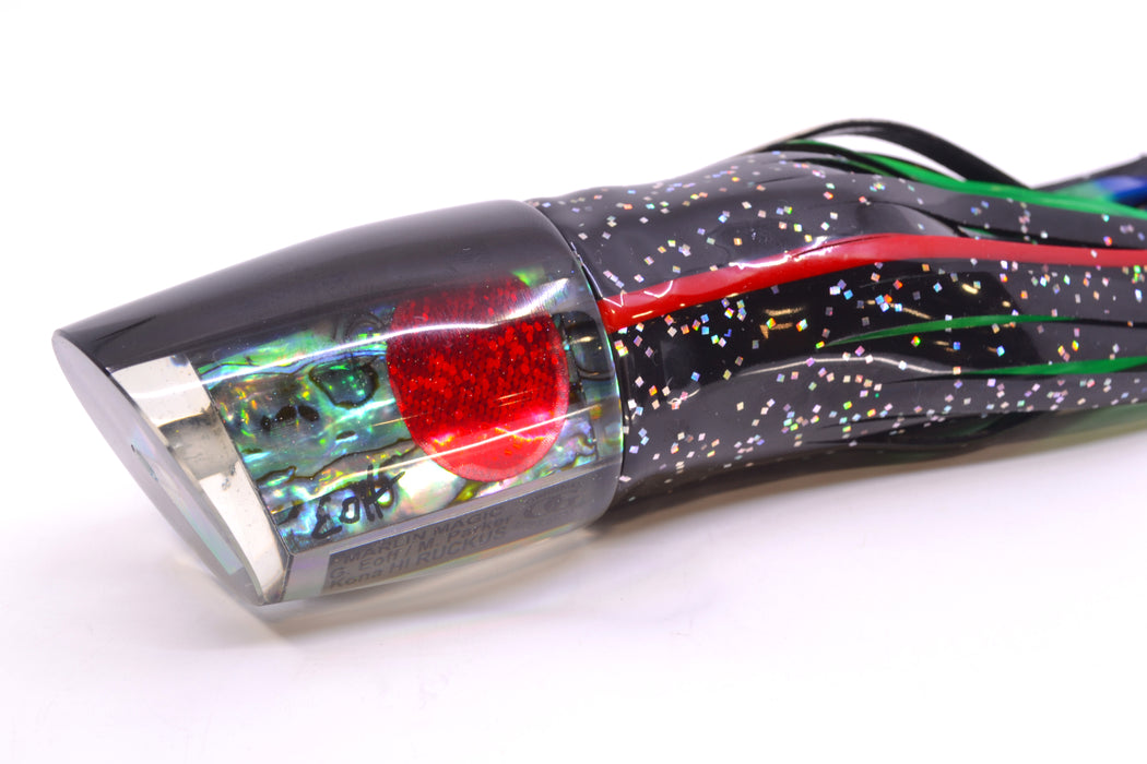 Marlin Magic Blue-Purple Abalone Black Back Red Eyes Ruckus 12" 11oz Skirted Black