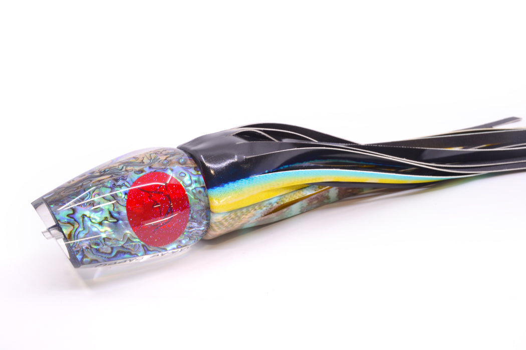 Bonze Lures Paua Shell Red Eyes Sugar Daddy 14" 15.5oz Fire Tailz Vinyl Yellowfin Tuna